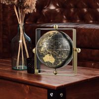 Globe Terrestre COSTWAY Rotatif à 720° Décoratif de Style Vintage Couleur Doré et Noir en Métal & PVC, Cadeau Idéal - S