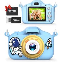 Appareil Photo Enfants 2.0 Pouces HD 1080P Caméra Vidéo Selfie avec 32GB SD Carte BLEU