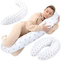 Oreiller d'allaitement xxl oreiller dormeur latéral - Coton Oreiller de grossesse, de positionnement  adultes Astérisques gris