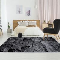 Tapis salon 80x300 cm Rectangulaire PLONE Noir Couloir adapté au chauffage par le sol