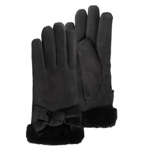 Gants Femme En Cuir Texturé Noir Avec Bordure En Fourrure - Taille Medium (6/8) - Neufs Avec étiquettes