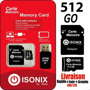 CARTE MÉMOIRE Carte Mémoire Micro SD 512 Go Class 10 - ISONIX - 