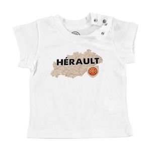 T-SHIRT T-shirt Bébé Manche Courte Blanc Hérault 34 Départ