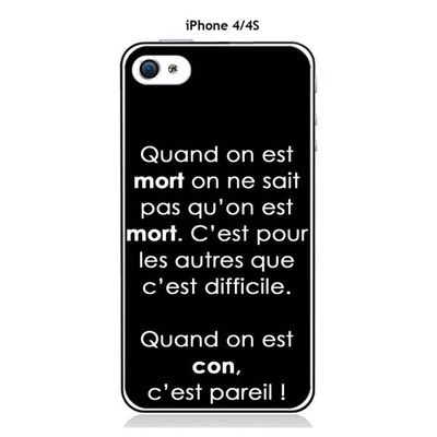 Coque Apple Iphone 4 4s Design Citation Quand On Est Mort Texte Blanc Fond Noir Cdiscount Telephonie