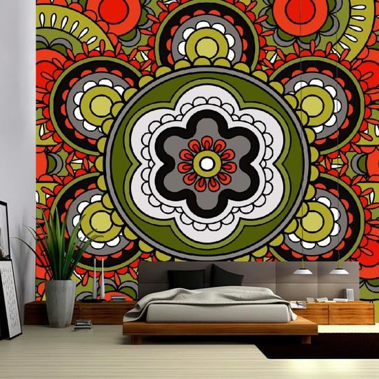 Tapisserie a coller,Tapisserie murale suspendue style Mandala indien