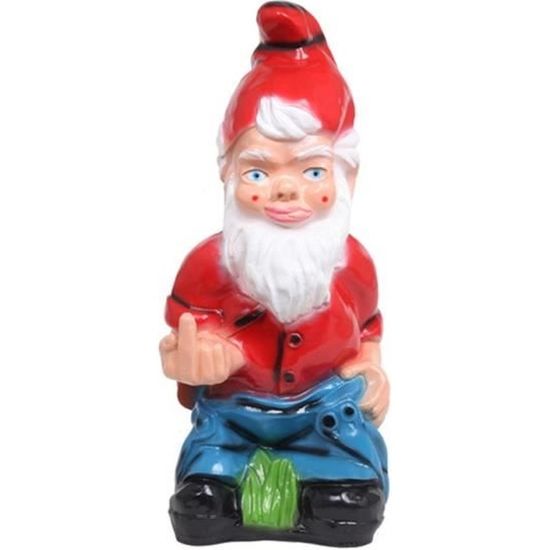 Statue Nain De Jardin En Résine Qui Fait Un Doigt D'honneur - Multicolore Et Noir - 21 Cm