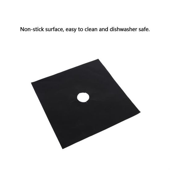 6 pcs/ensemble réutilisable fibre de verre cuisinière à gaz protecteur tapis de protection pad cuisine outil (noir)-GOL