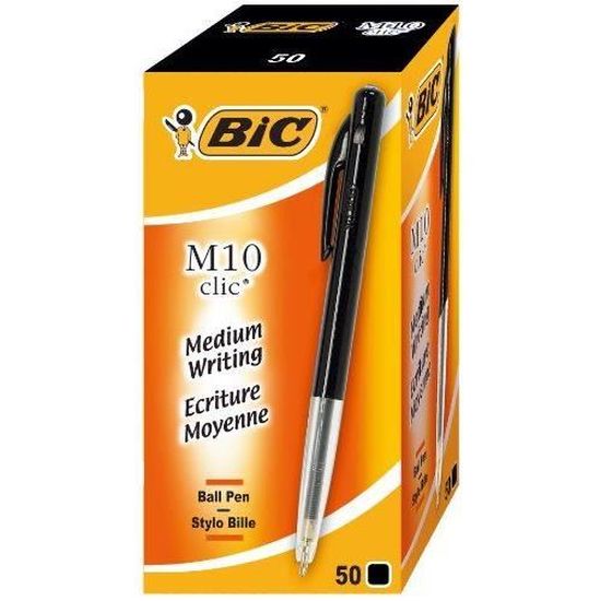 Boite De 50 Stylos à Bille Bic M10 Noir - Tunisie
