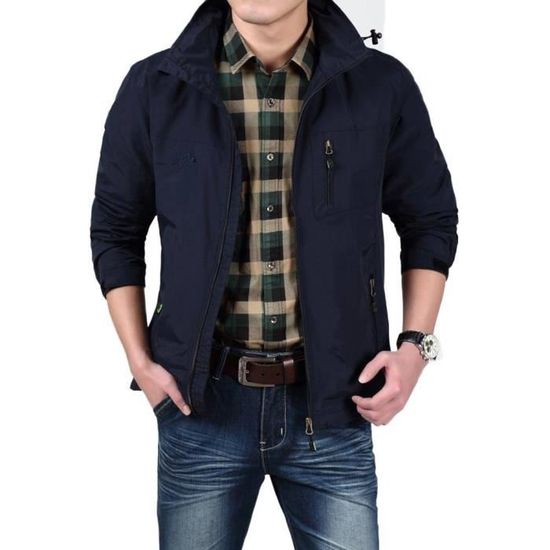 Rdruko Vestes légères coupe-vent pour homme - Veste bomber légère - Veste de golf pour homme - Manteau de travail décontracté, Gris foncé, Petit