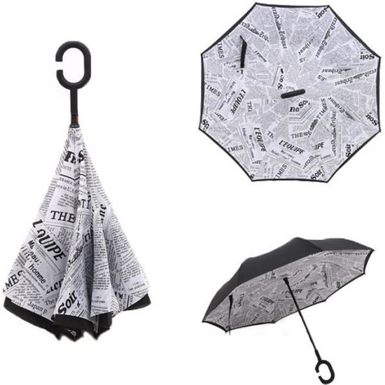 Parapluie Inversé Van Gogh Lune Jaune - Double Couche, Résistant UV, Auto-debout, Manche En C - 124 Cm