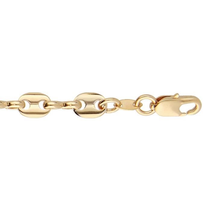 Bracelet en plaqué or chaîne maille grains de café longueur 19cm