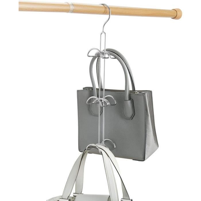 rangement sac pour la penderie ou l'armoire, grand cintre porte sac en métal à 6 crochets, rangement dressing pour les sacs, accesso