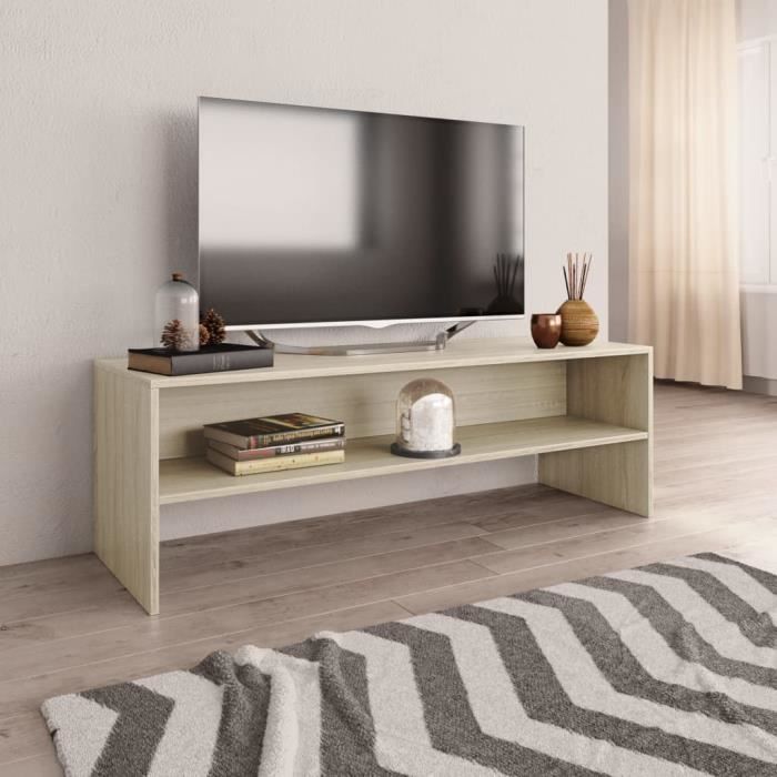 YAJIASHENG Meuble TV Blanc et sonoma 120 x 40 x 40 cm Aggloméré