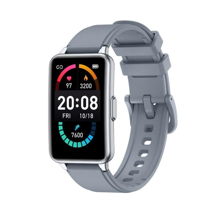 Montre Connectée Femmes Hommes Intelligente Podometre Cardio Sport Etanche Sommeil Calculatrice -Gris