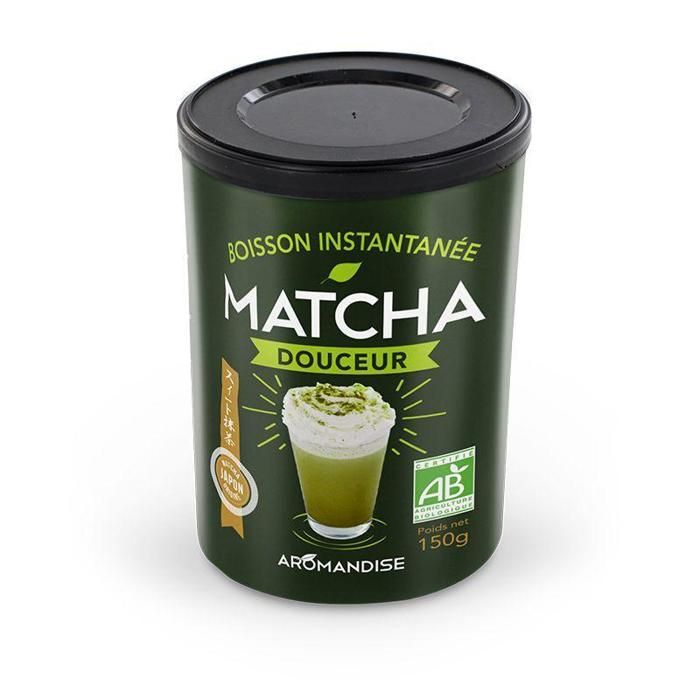 Vous aimez les latté et les saveurs du thé Matcha? Découvrez ce Matcha biologique prêt à déguster et délicatement sucré au sucre de