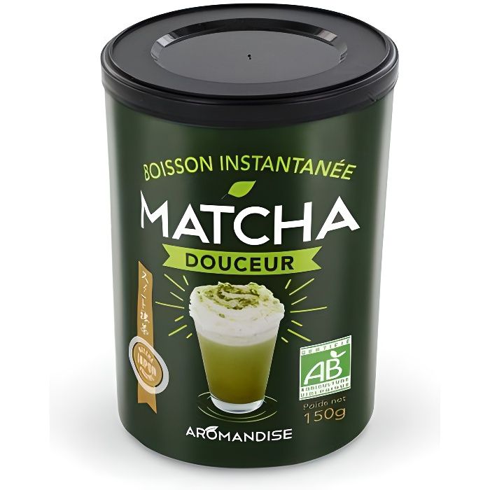 Vous aimez les latté et les saveurs du thé Matcha? Découvrez ce Matcha biologique prêt à déguster et délicatement sucré au sucre de