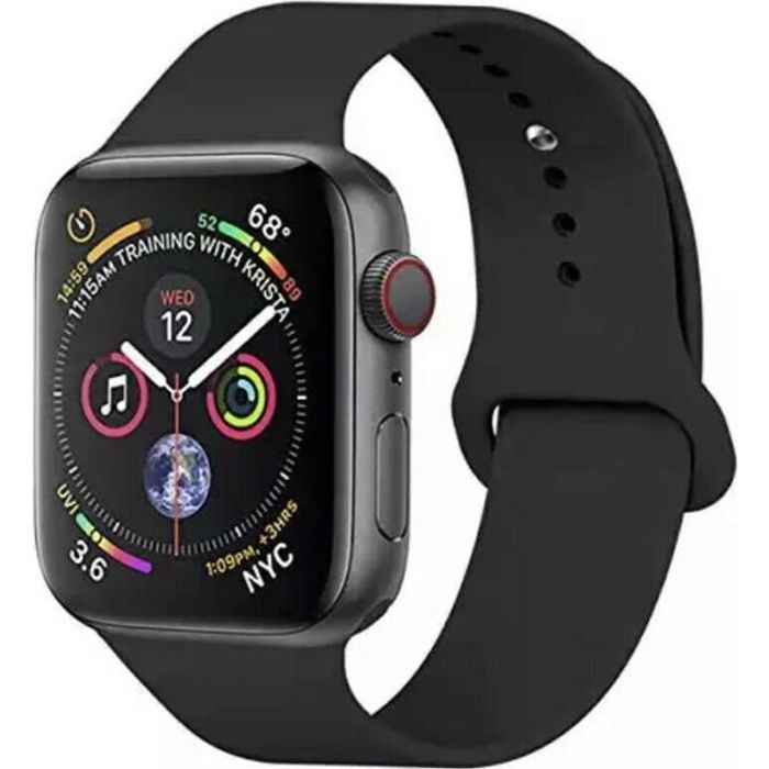 BRACELET SILICONE APPLE WATCH Série 6 5 4 3 2 1 SE 42/44 Noir