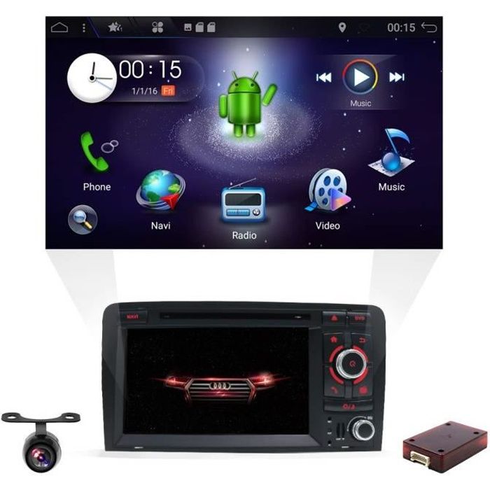 Android 8.1 Double DIN Autoradio pour Audi A3 2003–2011, autoradio avec en Dash GPS Système de Navigation , YUNTX véhicule Radio