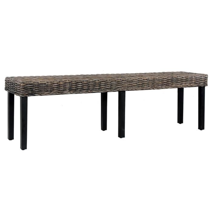 Banc - Banc d’extérieur Banc de jardin Chaise de jardin 160 cm Noir Rotin naturel kubu et bois de manguier massif