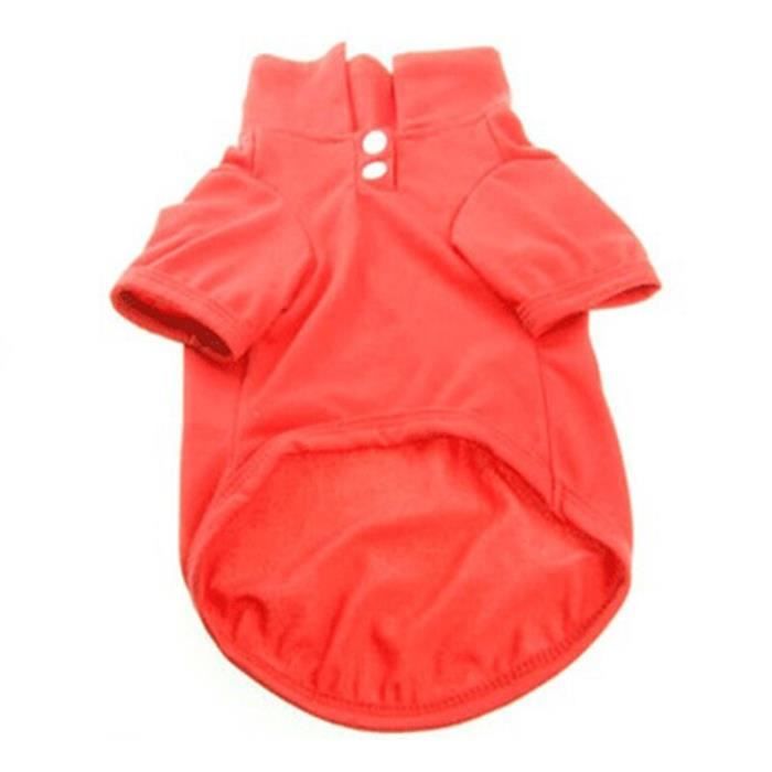 Manteau Blouson,1 PC bonbons couleur unie chien chaud chemise vêtements mode chiot chien gilet Polo chemise tenue - Type Rouge-S