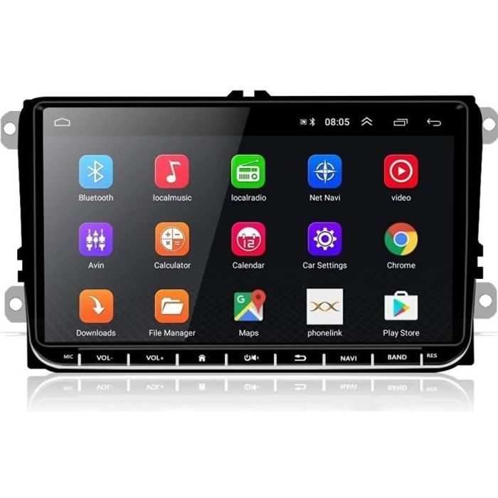 AUTORADIO 9- Android Double Din Autoradio Bluetooth pour VW Seat Passat Golf Skoda, Podofo Lecteur MP5 Multimédia de Voiture de Na73