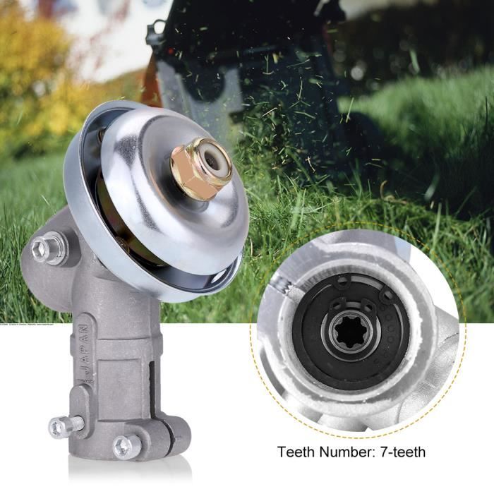 Renvoi d'angle Debroussailleuse Universelle, Tête de Gear Rond de 7 Dents pour Coupe Herbe, Boîte de Vitesse de Tondeuse à Gazon
