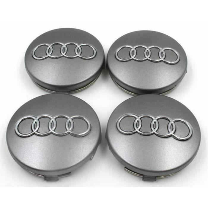 4x Logo Jante Audi Gris Argent 61 mm Cache Moyeu Centre De Roue Emblème