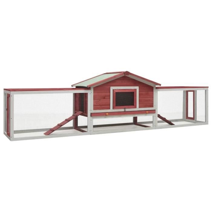 Clapier Rouge 303x60x86 cm Pin massif et sapin -HB065