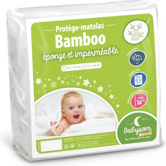Babysom - Protège Matelas Bébé Bamboo - 60x120 cm | Alèse imperméable | Bouclette Éponge | Viscose Douce et Respirante | Oeko-Tex®