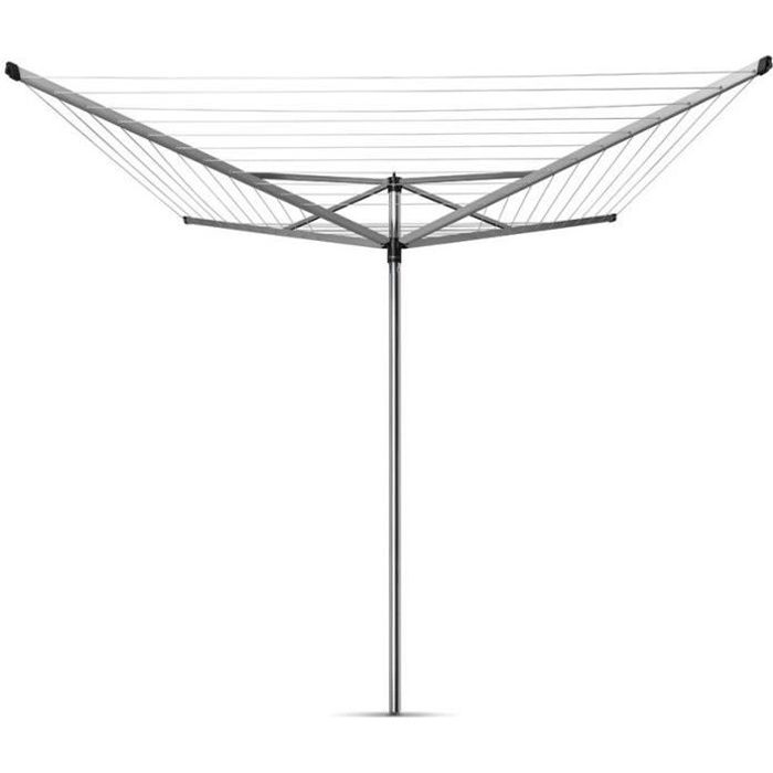 BRABANTIA - 310867 - Séchoir Topspinner, rotatif - 60 mètres – ancre en métal – Ø 45 mm – 4 bras – Metallic Grey