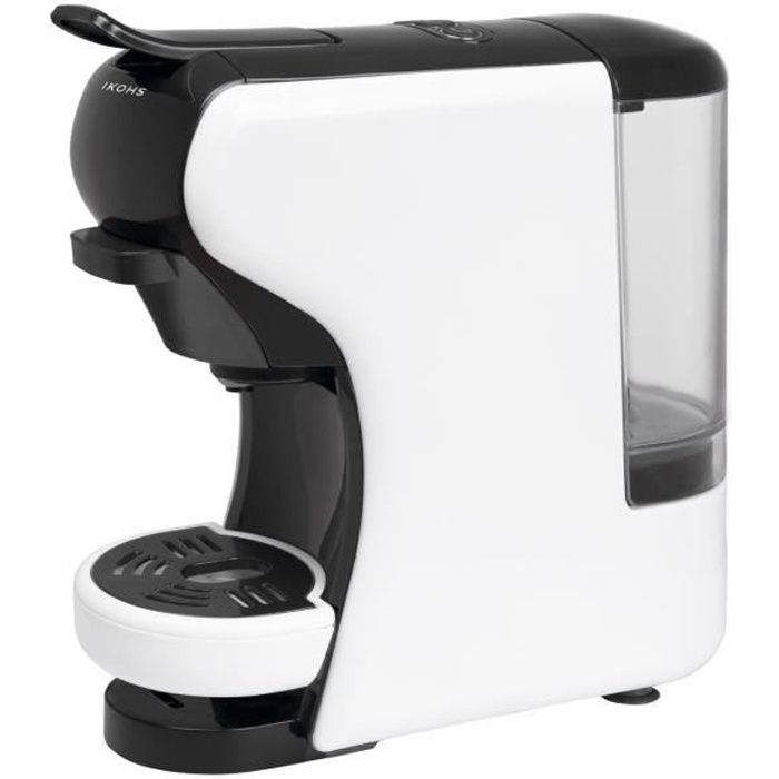 Machine à café Expresso et dosettes IKOHS POTTS blanc compatible avec dosettes Nespresso, Dolce Gusto Starbucks et café moulu 19 Ba