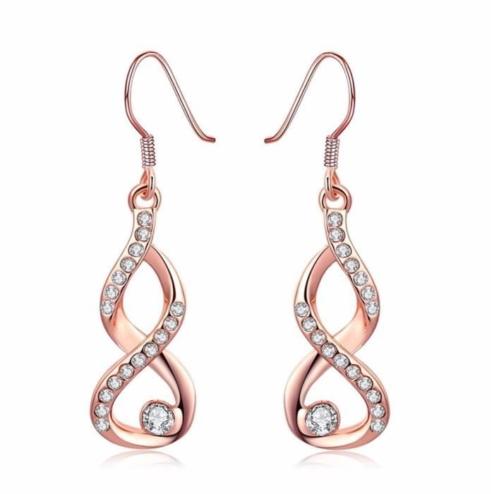 Boucles D'Oreilles - Infini - Premium - Doré (Or Rose)