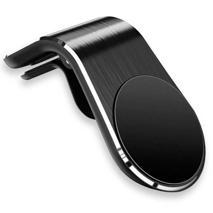 OCIODUAL Support Porte Téléphone Voiture Noir Magnétique Universel avec Prise d'Air Portable Type L Aimant Grille Aeration 360º