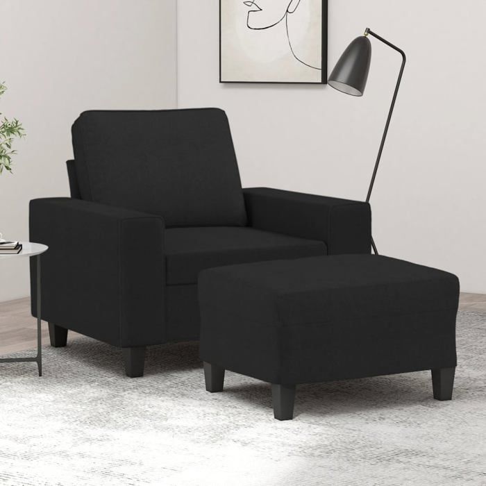 vidaXL Fauteuil avec repose-pied Noir 60 cm Tissu canapé fauteuil fauteuil TV canapé simple canapé canapé relax 3201147