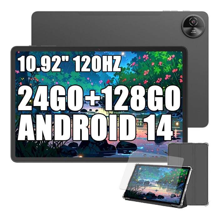 Oscal Pad 90 Tablette Tactile 1092 Android 14 RAM 24Go ROM 128Go/SD 2To 7700mAh 13MP+8MP Dual SIM WiFi 5 Mode PC WPS – Gris