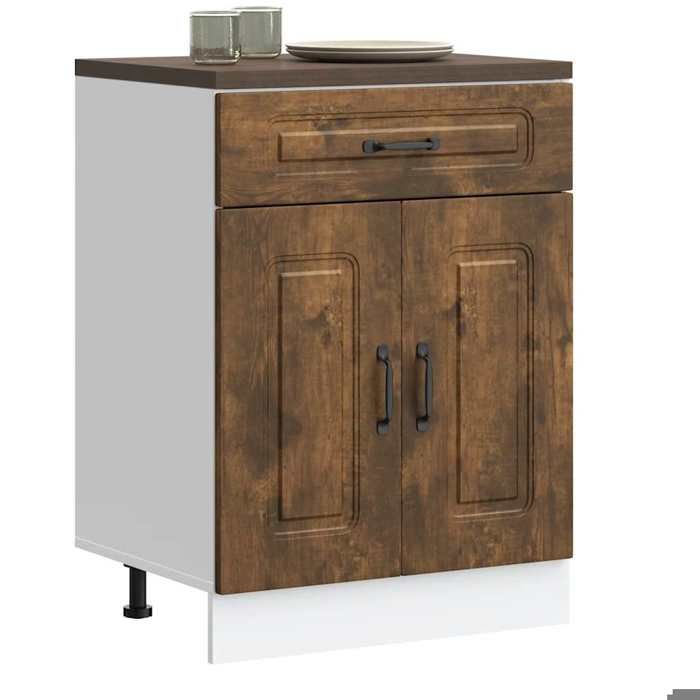 Meuble bas Armoire Buffet de cuisine BONNIE Armoire de cuisine Kalmar chêne fumé bois dingénierie - BELLE M77255118