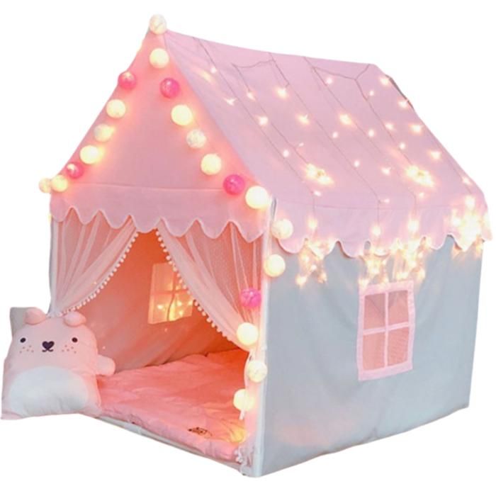 Tente jeu enfants princesse grande tente château fées rose rideau