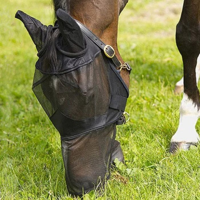 Meilleurs prix pour Masque pour cheval anti-mouches filet fin NOIR PONY ÉQUITHÈME