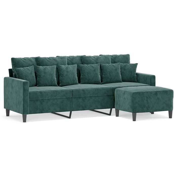 Sofa Lounge à 3 places LEMON Canapé rembourré Moderne avec repose-pied s Vert foncé 180 cm Velours FR1092