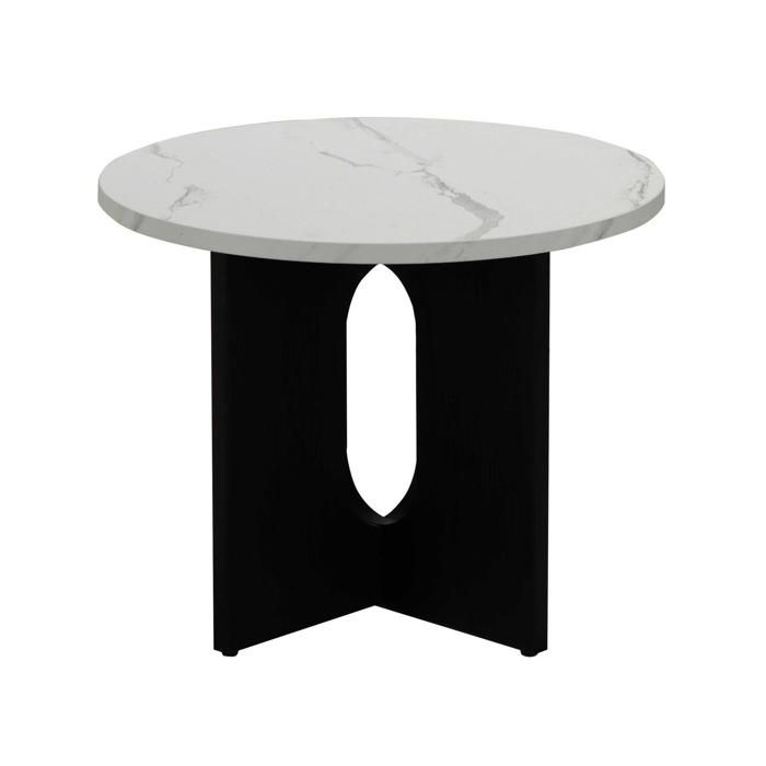 Table basse moderne ronde 50 cm effet marbre noir Klery - Oviala Table basse moderne ronde 50 cm effet marbre noir Klery - Oviala