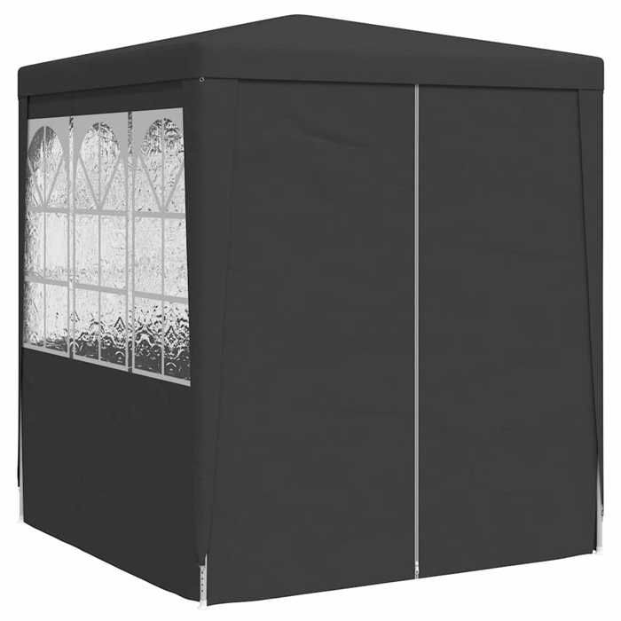 (JUIN SOLDES) Tente de réception - JM - Avec un design pliant - et parois latérales 2x2 m Anthracite 90 g/m² EU13139