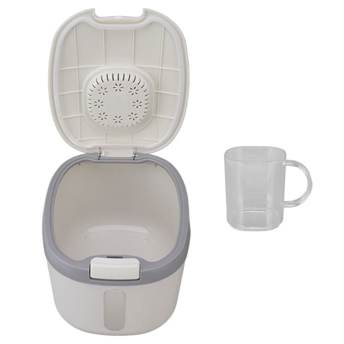 Boîte à riz hermétique sans odeur avec fenêtre transparente pour grains sucre farine M gris (10 kg/220 lb)