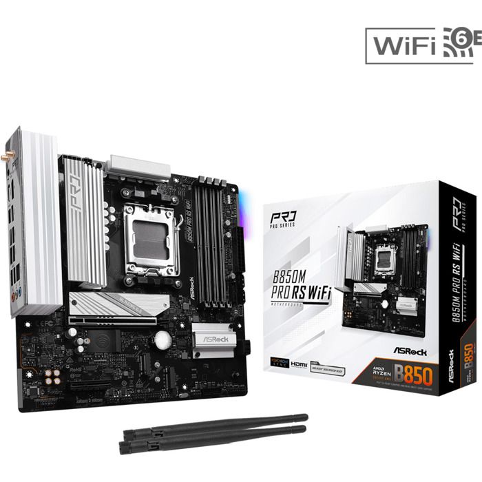 Asrock B850M Pro RS WiFi AMD B850 Emplacement AM5 micro ATX - vue 3