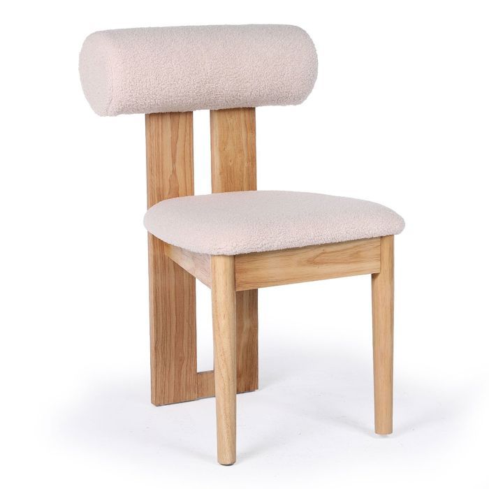 MENZZO Chaise de salle à manger style intemporel Tuboli Bois clair et Tissu bouclette Beige - Chaises Salle À Manger MENZZO Chaise de salle à manger style intemporel Tuboli Bois clair et Tissu bouclette Beige - Chaises Salle À Manger