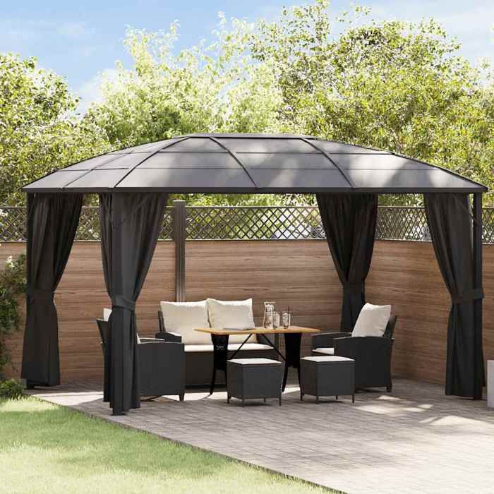 Tonnelle - vidaXL - 400x300x265 cm - Rideaux - Anthracite - Résistant aux UV