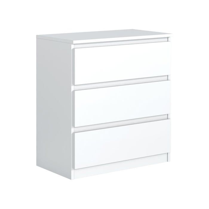 Commode 3 tiroirs - Meblocker - Meuble de Rangement Spacieux - Salon Bureau chambre à couche & enfant - Blanc