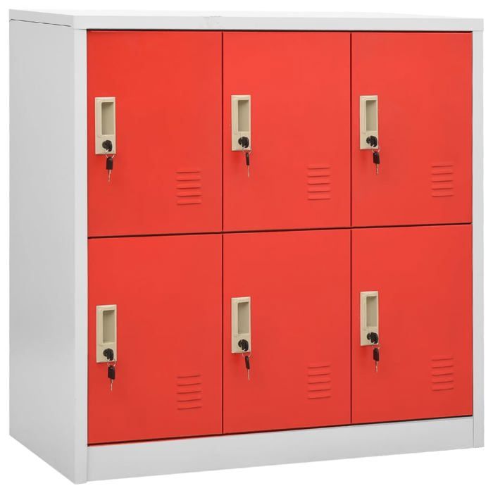 SALE 2026 Buffet bahut Rouge - Armoire à casiers Gris clair et rouge 90x45x925cm Acier PRO302693773