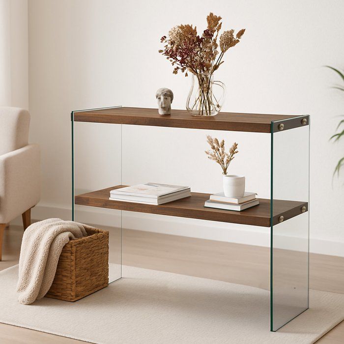 Console Doha Dmora en Bois Massif Transparent 30x90x80h cm Console Doha Dmora en Bois Massif Transparent 30x90x80h cm