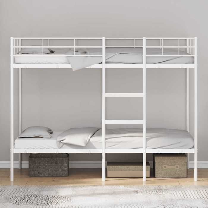 [79306]Lit superposé Enfant/Adulte - Contemporain lit simple sans matelas blanc 90x190 cm acierPoids:28.8 Kg