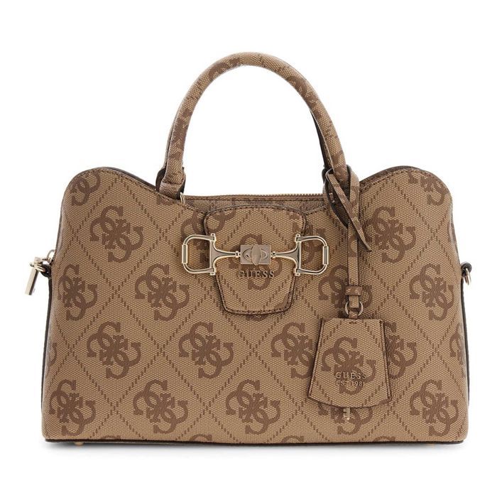 GUESS Sac à épaule bandoulière brun clair marron pour femme - Janie Logo Girlfriend Satchel Latte Logo 338896